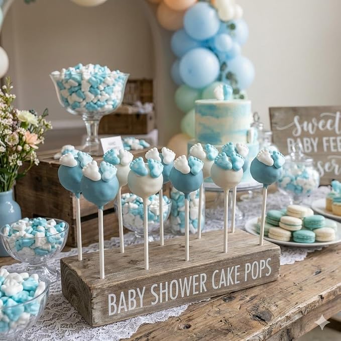 Oasis Supply Baby Shower Sprinkles & Sugar Shapes – Edible Decorations for Cakes, Cupcakes, and Cookies – Gender Reveal, Boy, Girl, and Neutral Party Baking Decorations - Blue Baby Feet