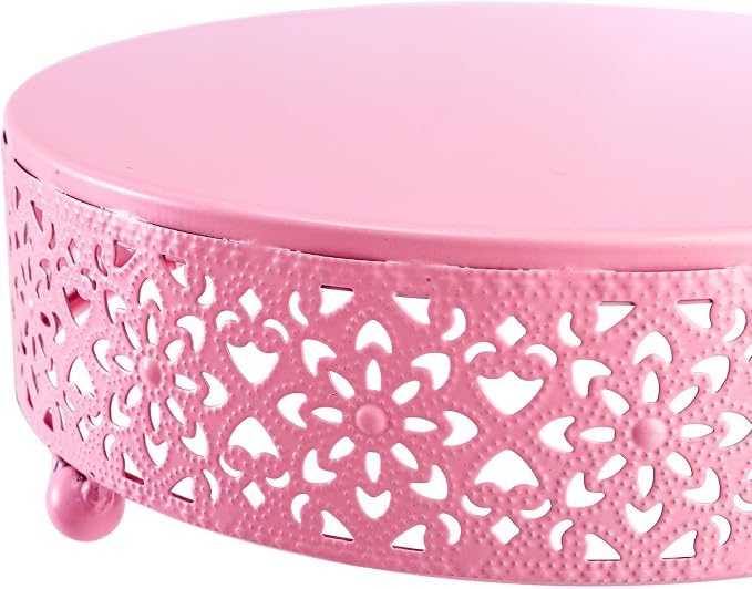 Hedume 3-Piece Metal Cake Stand Set, Pink Round Cake Stand, Dessert Cupcake Pastry Candy Display Plate for Wedding, Birthday Party, Event