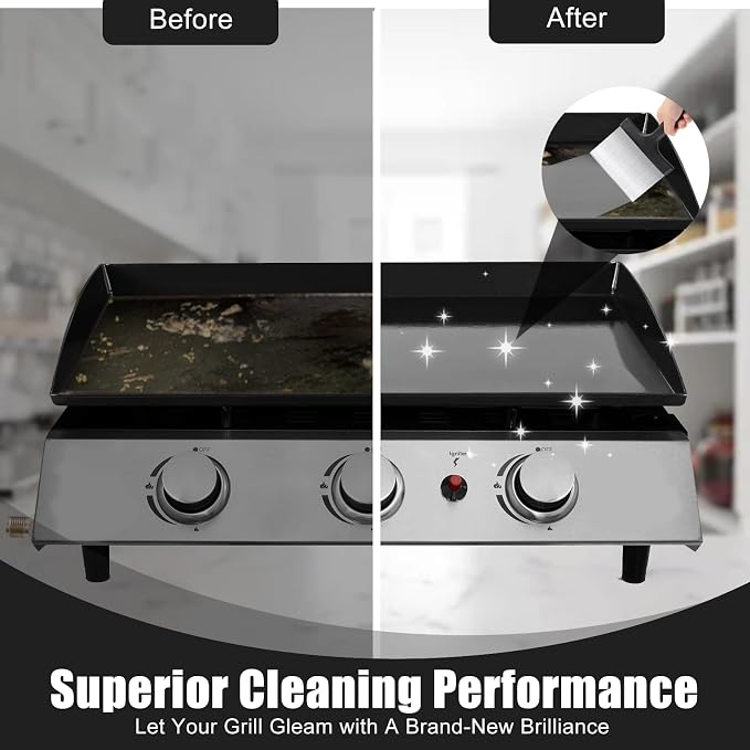 Grill Scraper, Griddle Scraper, Food Scraper with Handle for Blackstone Grill Accessories,Outdoor Barbecue Tools,Stainless Steel Scraper for Blackstone, Flat Top Grill Cleaning, Easy to Remove Stain