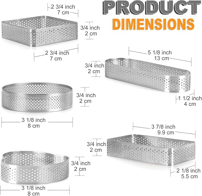 FANGSUN 5 Pack Double Rolled English Muffin Rings Small