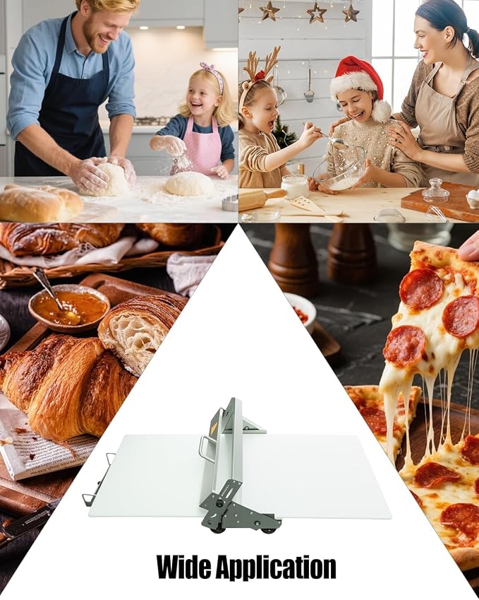 Folding Dough Sheeter 40.9" x15.5" for Bread Pizza Pie Crust Pastry, Manual Dough Machine, Stainless Steel Dough Roller, Adjustable Thickness | Manual Dough Machine, Adjustable Thickness, Stainless Steel