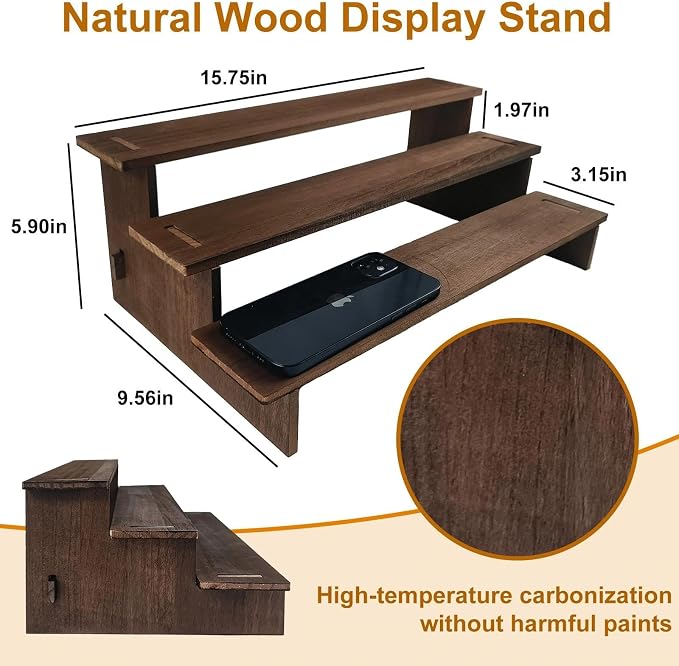 2PK Cupcake Display Stand Wood - Installs in 30s,Easy Carry&Store | Wooden Cupcake Stands, Rustic Desert Stands, Tiered Serving Tray for Vendors, Cup Cake, Cookie, Spice Rack, Farmers Market