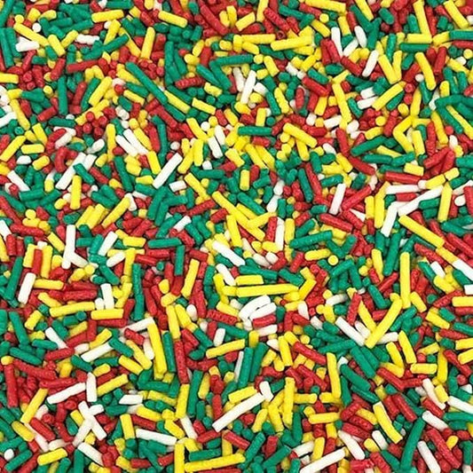 Fiesta Jimmies Sprinkles for Cake, Cookie, Cupcake Decorating, and Baking - Fun Vegan Cake Sprinkles and Toppings in Red, Green, Yellow, and White Jimmies for Cinco de Mayo Donuts, Cookies