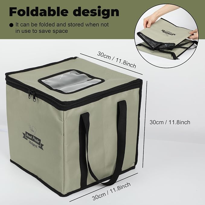 Bread Dough Proofing Box, Temperature Timer Control Bread Dough Proofer Kit Foldable Visible Sourdough Starter Warmer Home for Pizza Yogurt (30cm/11.8inch)