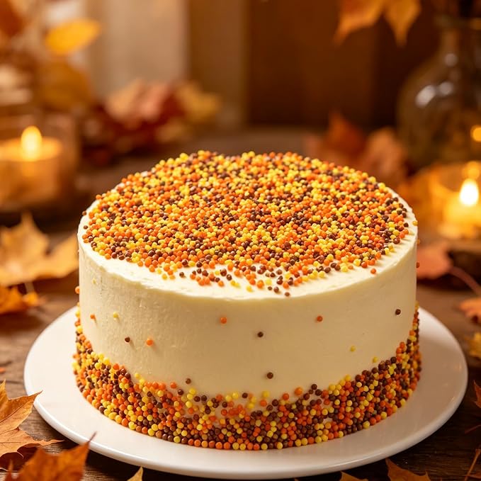 Homipooty 2mm Mini Pearls Orange Sugar Sprinkles 110g/3.88oz Edible Autumn Nonpareils Sprinkles Cupcake Toppers Cookie Ice Cream and Cake Decorations Valentines Day Halloween Christmas Supplies