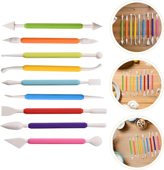Cabilock 18pcs Fondant Modeling Set Cake Decorating Tools Polymer Clay Sculpting Tools Baking Sculpting Kit for Sugarcraft and Cookie Decoration