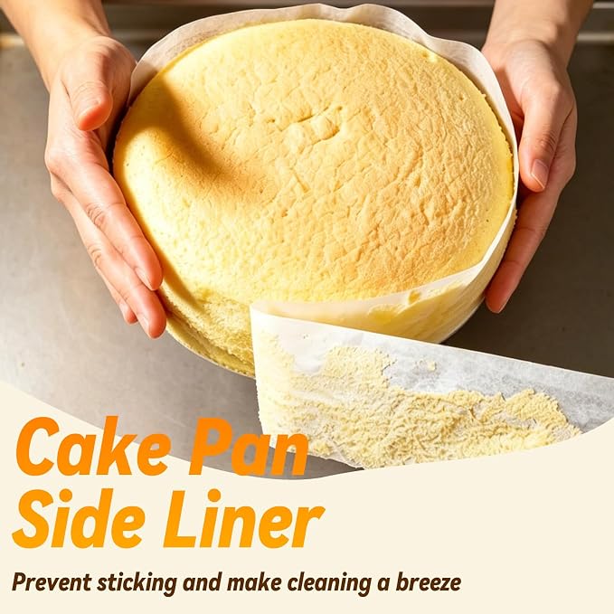 Baking Parchment Paper Side Liners 3.3 in*131.23 ft Cake Pan Side Liner for Round Cake Pans Roll Parchment Paper Strips for Bakeware Sheet Tray,Oven & Microwave Safe