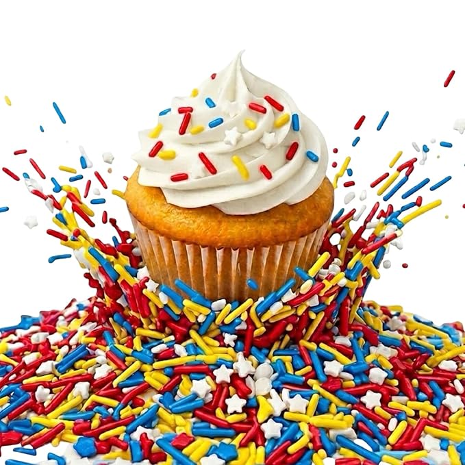 Manvscakes Sprinkles, Blue red and yellow Sprinkles, Super hero Parties, Sprinkle Mix for Cookies, Ice Cream, Cake and Cupcake Decorating