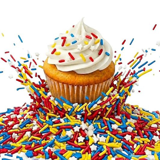 Manvscakes Sprinkles, Blue red and yellow Sprinkles, Super hero Parties, Sprinkle Mix for Cookies, Ice Cream, Cake and Cupcake Decorating