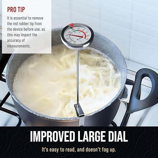 Craft911 Candy Thermometer with Pot Clip - Deep Fry Oil Thermometer for Frying and Candle Making (Black)