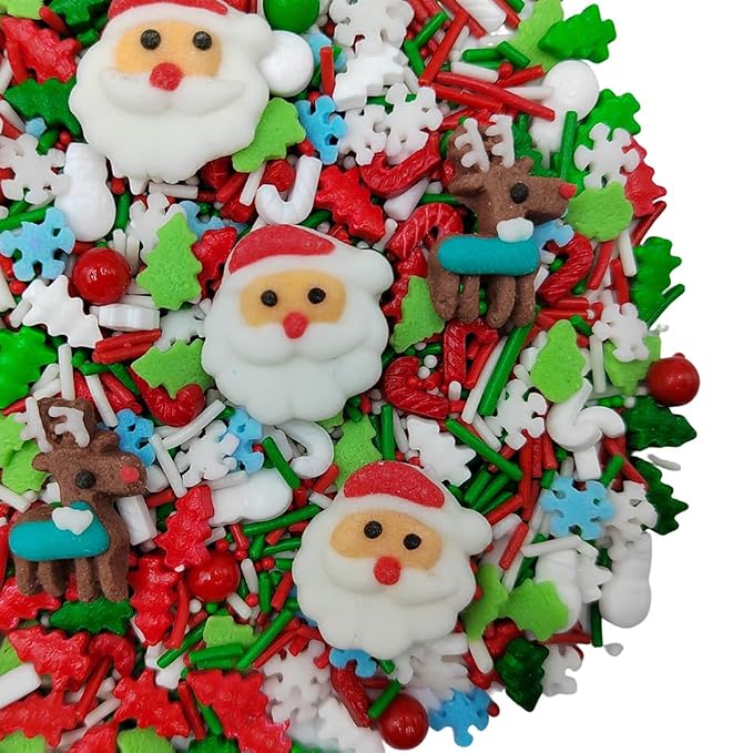Homankit Christmas Sprinkles for Cake Decorating Edible Reindeer Santa Claus Sprinkle Mix Cake Cupcake Toppers Cookie Dessert Decorations 3.53 Ounces