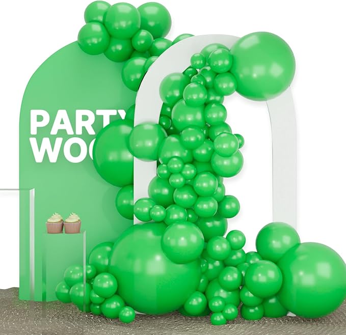 PartyWoo Green Balloons 100 pcs Different Sizes of 36 18 12 10 5 Inch Green Balloon Arch Kit Garland for Birthday Baby Shower Graduation Dinosaur Jungle Golf Football Theme Party Decorations Green-Y24