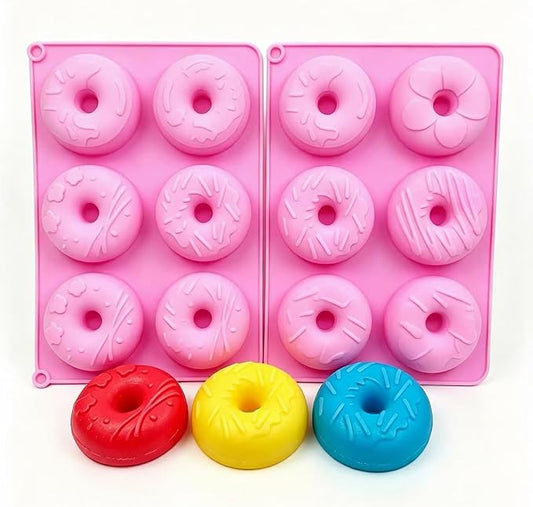 2 Pack Donut Silicone Baking Mold,Silicone Donut Mold for 6 Doughnuts,Non-Stick, Dishwasher Safe,Handmade Soap Making Bath Bombs Lotion Bar Candle (Donut mold)