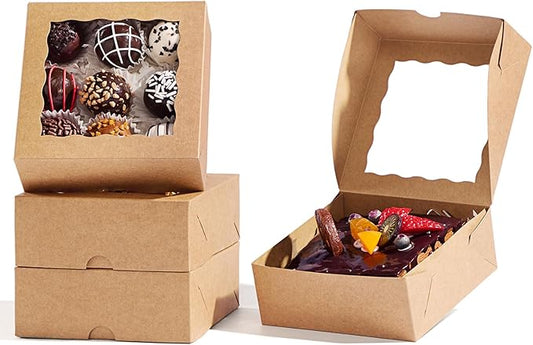 20 Pack Bakery Boxes 5x5x2 Inches Chocolate Covered Strawberries Boxes for 4 Mini Cake & Cookies Macaron Pie Browines boxes