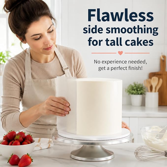 Bilateral Transparent Acrylic Cake Scraper - Cake Comb | Straight & Scalloped Edges, Icing Scraper Tool for Flawless Side Smoothing, Cake Decorating Accessories for DIY Baking Lovers