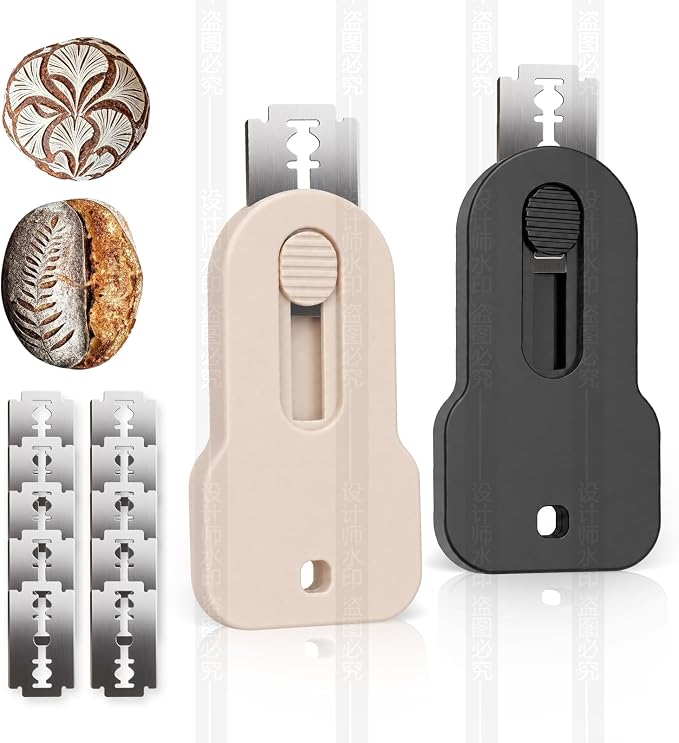 PinCute Extractable Bread Lame Sourdough Scoring Tool, 2PCS Upgraded Bread Scoring Tool Fingertip Bread Sourdough Scorer Knife Cutter for Bread Baking Includes 10 Razor Blade & Patterns Booklet
