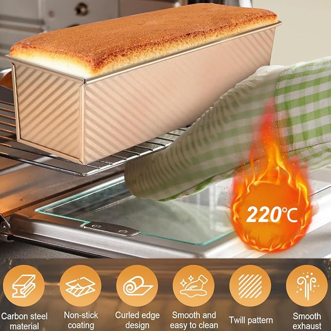 AXIM Pullman Loaf Pans with Lids – 2.2 LB & 1 LB Dough Capacity,Carbon Steel Bread Tins,Loaf Tin for Baking Homemade Sandwich and Sourdough Bread