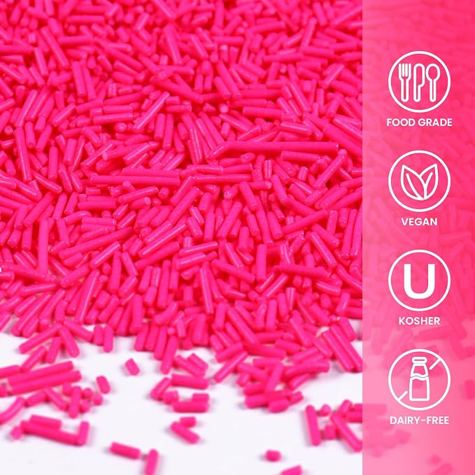 Sujoygar Pink Sprinkles Bulk, Pink Jimmies Sprinkles for Cake Decorating, 1.54 LB Valentine's Cake Sprinkles, Cupcake, Chocolate, Baking, Cookie Sprinkles