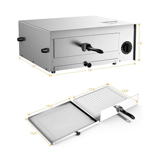 Costway Electric Oven, Stainless Steel Baker with Auto Shut-Off, Handle, Removable Tray, Countertop Pizza Maker for Kitchen & Commercial Use