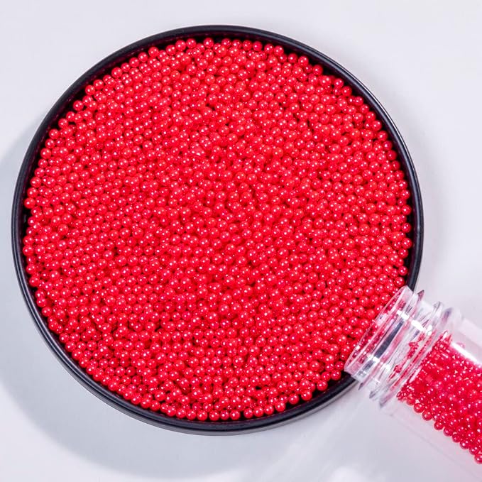 Red Sprinkles Edible Pearls Sprinkles,Cake sprinkles130g 4.6OZ,Cookie sprinkles,Sugar Pearl, Edible Candy Pearls for Cake Cupcake Decorationg (4mm-Red)