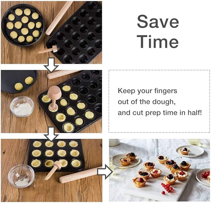 Tart Tamper, Portable Wooden Double Side Pie Pastry Dough Tamper, 10PCS Wooden Egg Tart Mold, DIY Cake Pastry Tools for Egg Tart, Pasta, Cheesecakes and Dessert Baking