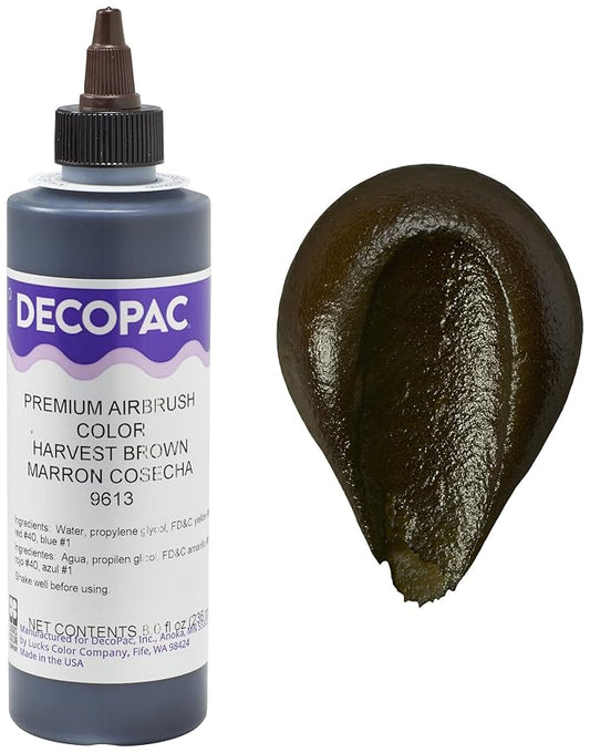 DecoPac Food Coloring, Edible Airbrush For Cake Decorating, Cookie Airbrush Coloring, Food Airbrush Kit Add-on, Airbrushes For Cake Decorating - Harvest Brown, 8 Fl Oz