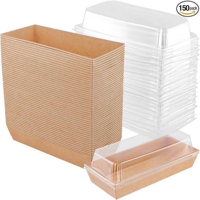 150 Pack 7.5 x3.3 x 2.5 Inch Pale Brown Charcuterie Box, Karft Paper Large Charcuterie Boxes, Disposable Food Containers for Bakery Desserts Cupcakes Salads Strawberries Cookies
