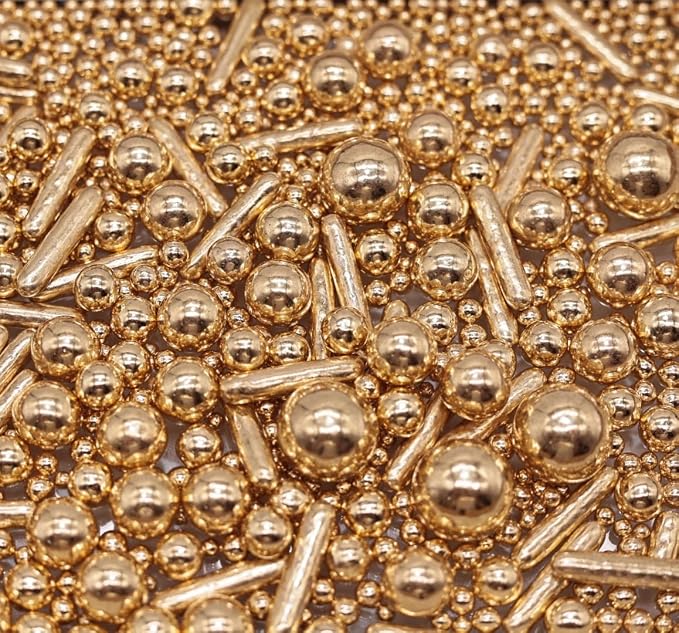 Pearl Sprinkles Golden- 26 Styles Mixed Size Round Baking Decorations | For Cakes, Cupcakes, Cookies, Donuts & Ice Cream, Food Grade Pearl Cake Toppers