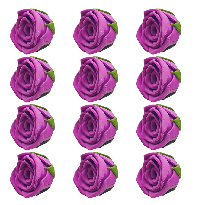 Confect Edible Fuchsia Pink Roses (12 Pack) – Vegan, Gluten-Free Flower Decor for Baking Cakes, Cupcakes, and Doughnuts