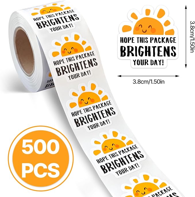 500Pcs Thank You Stickers for Small Business Online Retailers Small Shop Mail Envelopes Baking, Sealing Packaging Gift Wrap Stickers, Hope This Package Brightens Your Day