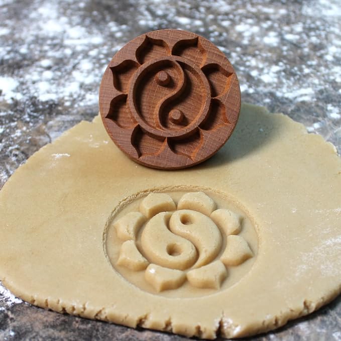 Wood Cookie Stamp, 2.5 Inch (Yin Yang Lotus CS-034)
