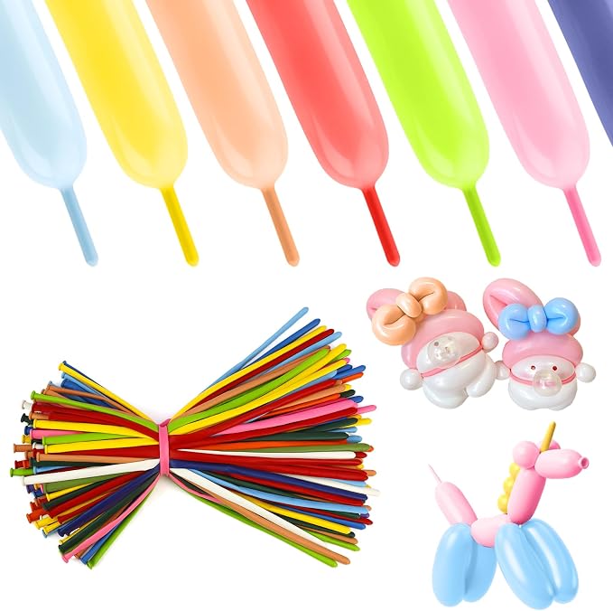 Pastel 260 Assorted Color Long Balloons for Garland - Thick, Skinny, Latex, Twisting, Modeling Magic Balloons - Rainbow Birthday Party Decorations - 100 Pcs