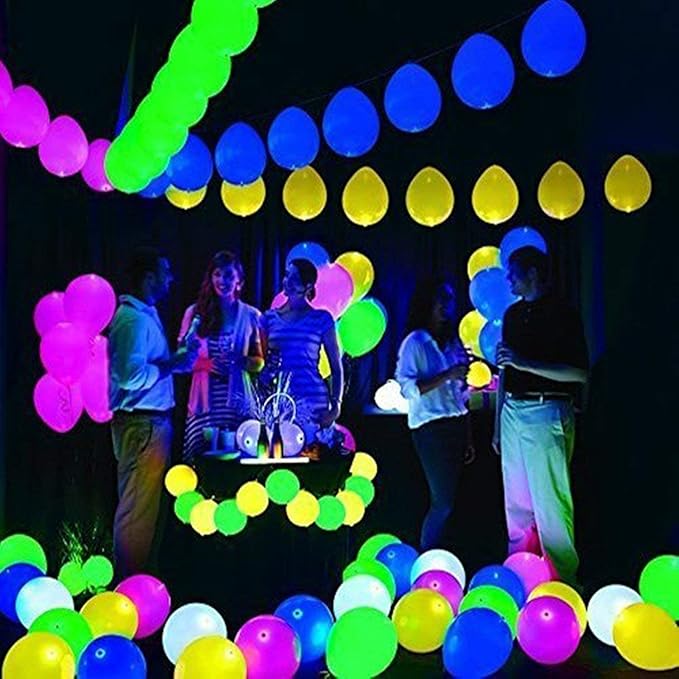 50 LED Light Up Balloons Mixed Colors Flashing Lasts 24 Hours Christmas Halloween Party Favors Birthday Wedding Decorations