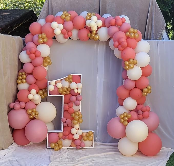 Bonropin 140Pcs Dusty Pink Balloons Vintage Balloon Garland Arch Kit 5/10/12/18 Inch Matte Latex Different Sizes as Birthday Baby Shower Wedding Bridal Party Decorations