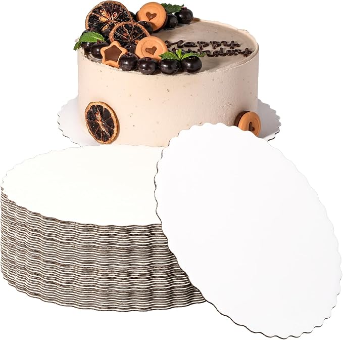 Fit Meal Prep 20 Pack Cake Boards, 8 Inch Round White Cake Circles, Disposable Pizza Circles Cake Pan Base Stand for Desserts and Pastries, Greaseproof Cardboard Cake Rounds for Cake DIY, Birthday