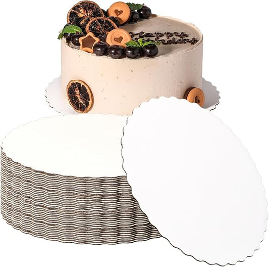Fit Meal Prep 20 Pack Cake Boards, 8 Inch Round White Cake Circles, Disposable Pizza Circles Cake Pan Base Stand for Desserts and Pastries, Greaseproof Cardboard Cake Rounds for Cake DIY, Birthday