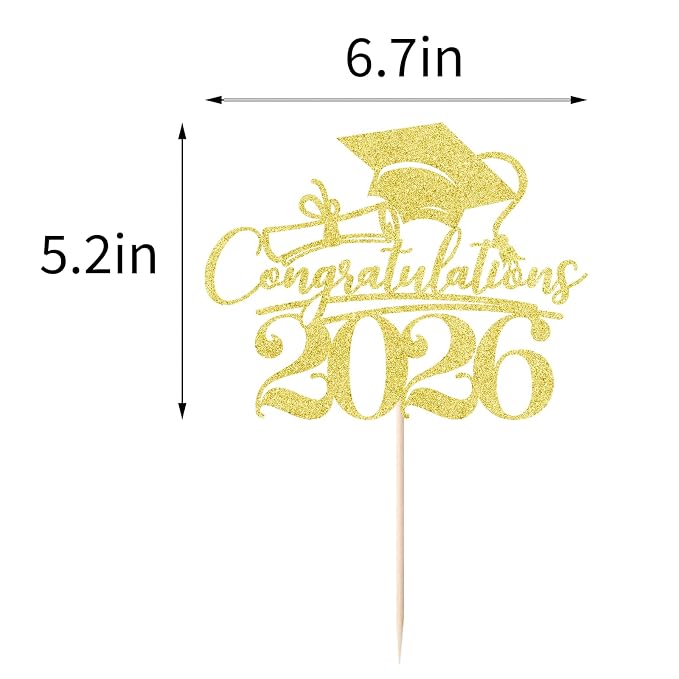 Congratulations 2026 Graduation Cake Topper,Congrats Grad Cake Decor - 2026 High School/College/Senior Graduation Party Decorations Supplies