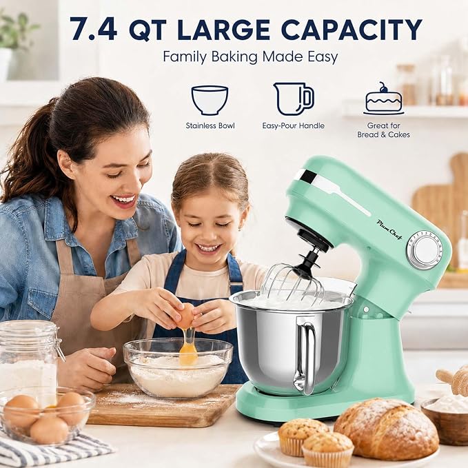 5.5/4.5QT Kitchen In The Box Stand Mixer For Baking, Electric Spiral Mixer With Dough Hook, Wire Whip & Beater,350W 12-Speed Tilt-Head Food Mixer, Grey (Green)