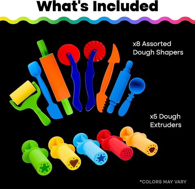 Hygloss 13 Pcs Dough Tools Set – Dough Extruders + Dough Cutters Set – Educational Modeling Clay Tools – Preschool Toys & Toddler Activities – Arts & Crafts for Kids Ages 3-5