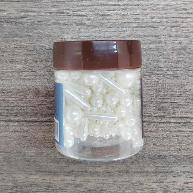 Edible White Pearl Sugar Sprinkles Candy Mix Size Baking Edible Cake Decorations Cupcake Toppers Cookie Decorating Wedding Party Valentine Halloween Christmas Supplies 85g/3oz