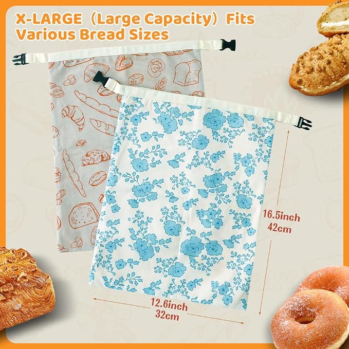 Beeswax Bread Bags for Homemade bread,2 Pack Sourdough Bread Bags,Reusable Bread Bourdough Storage
