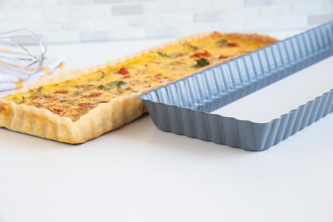 Fox Run Rectangular Loose Bottom Tart/Quiche Pan, Preferred Non-Stick, 14-Inch
