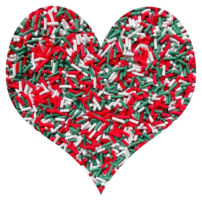 EHOPE 50g Fake Sprinkles Resin Sprinkles Fake Candy Sprinkles Clay Sprinkles Polymer Sprinkles Polymer Clay Slices for Nail Art DIY Crafts Cake Phone Case(White+Green+Red Sugar granules-26A)