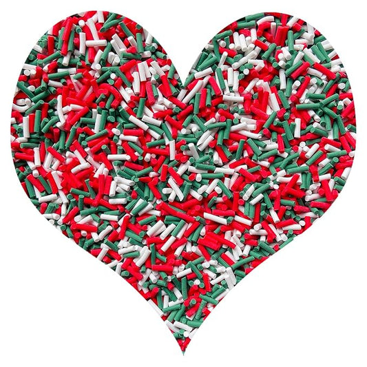 EHOPE 50g Fake Sprinkles Resin Sprinkles Fake Candy Sprinkles Clay Sprinkles Polymer Sprinkles Polymer Clay Slices for Nail Art DIY Crafts Cake Phone Case(White+Green+Red Sugar granules-26A)