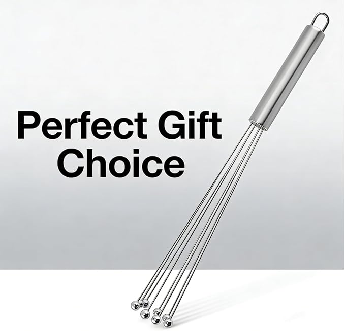 Whisk Set, Stainless Steel Ball Whisk Kitchen Tools Ideal for Cooking, Blending, Whisking, Beating & Stirring