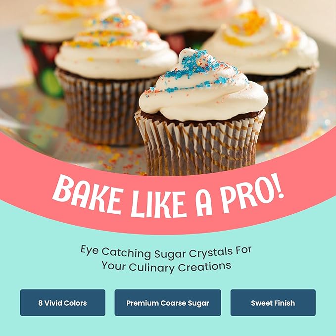 O’Creme Sugar Crystals for Cookie Decorating – Eye-Catching Sugar Crystals – Extra Sugar for Unique Cake Toppings, Cupcakes and Cookies – Ideal Decoration Solution For Valentines Day - 3.5 Ounce Pink