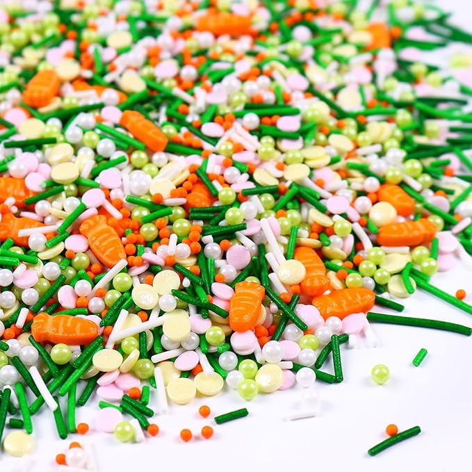 Easter Sprinkles for Cake Decorating St. Patricks Sprinkles, Edible Carrot Sprinkles, Spring pastel Confetti Sprinkles for Cake Cookie Cupcake Toppers Ice Cream Jimmies Decorations 7ounce