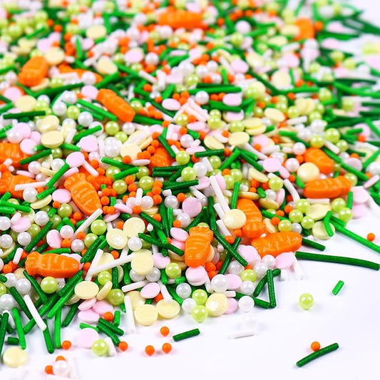 Easter Sprinkles for Cake Decorating St. Patricks Sprinkles, Edible Carrot Sprinkles, Spring pastel Confetti Sprinkles for Cake Cookie Cupcake Toppers Ice Cream Jimmies Decorations 7ounce