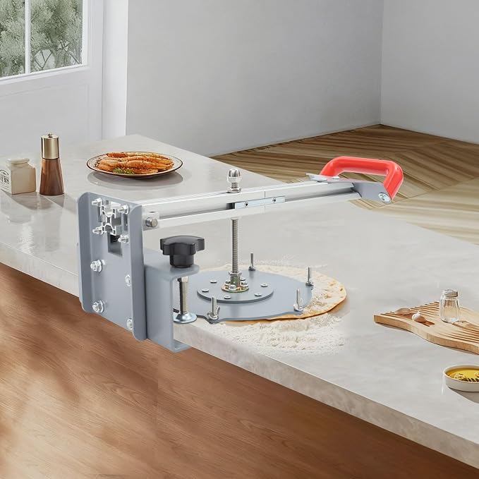 Manual Pizza Dough Press Machine 8.66in Stainless Steel Pizza Press, Pastry Sheeter with Adjustable Thickness 0.12-0.98in for Home and Commercial Pizza, Pie, Soft Roll Making