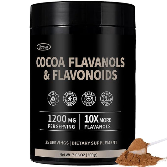 High Flavanol Cocoa Powder – 10X More Flavanols | 1200mg Cocoa Flavanols & Flavonoids – Heart Health, Nitric Oxide, Boost Energy & Endurance | Zero Sugar